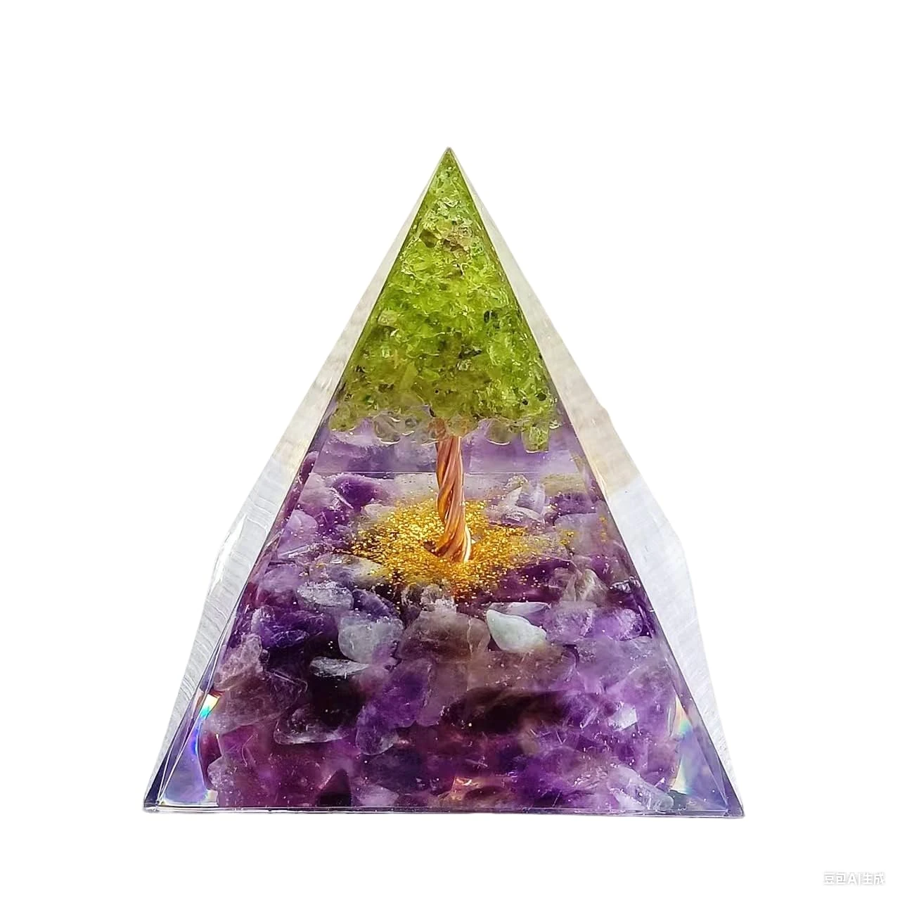 ycyingcheng Amethyst Pyramid Ogan Crystal Energy Tower, Nature Reiki Chakra Crushed Stone, Natural Pyramid Ogan Crystal Energy Tower Energy Healing Reiki Chakra Ornament Jewelry Home Office, 6cm