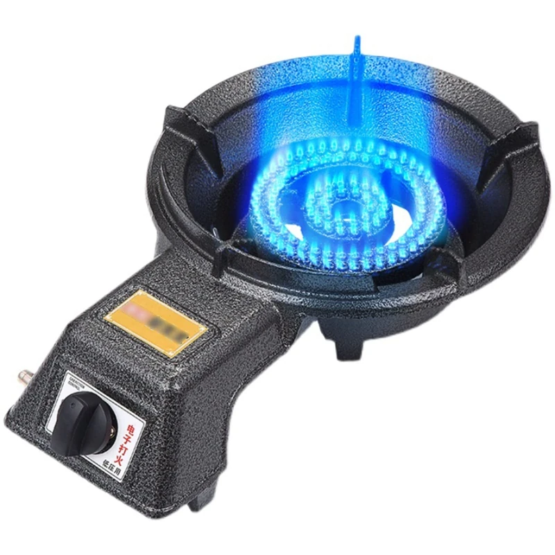 ETZBQ Gas Burner Ring Cast Iron Camping Stove, Two Ring Outdoor Wok Stove with Gas Hose and Pressure Reducing Valve