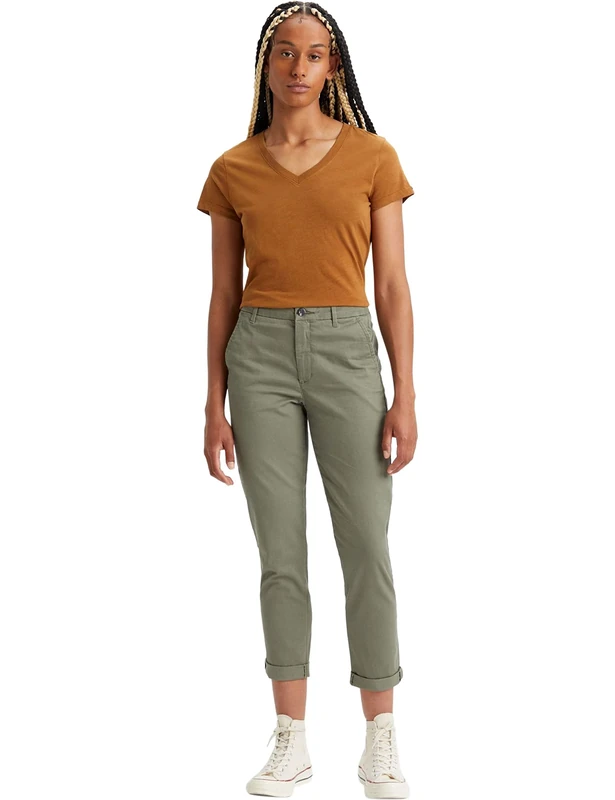DOCKERS Women's Weekend Chino Slim Pants, CAMO, 32W Extra Long