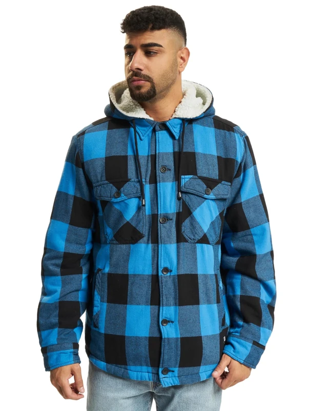 Brandit Lumber Jacket Hooded, Color: black+blue, Size: 5XL