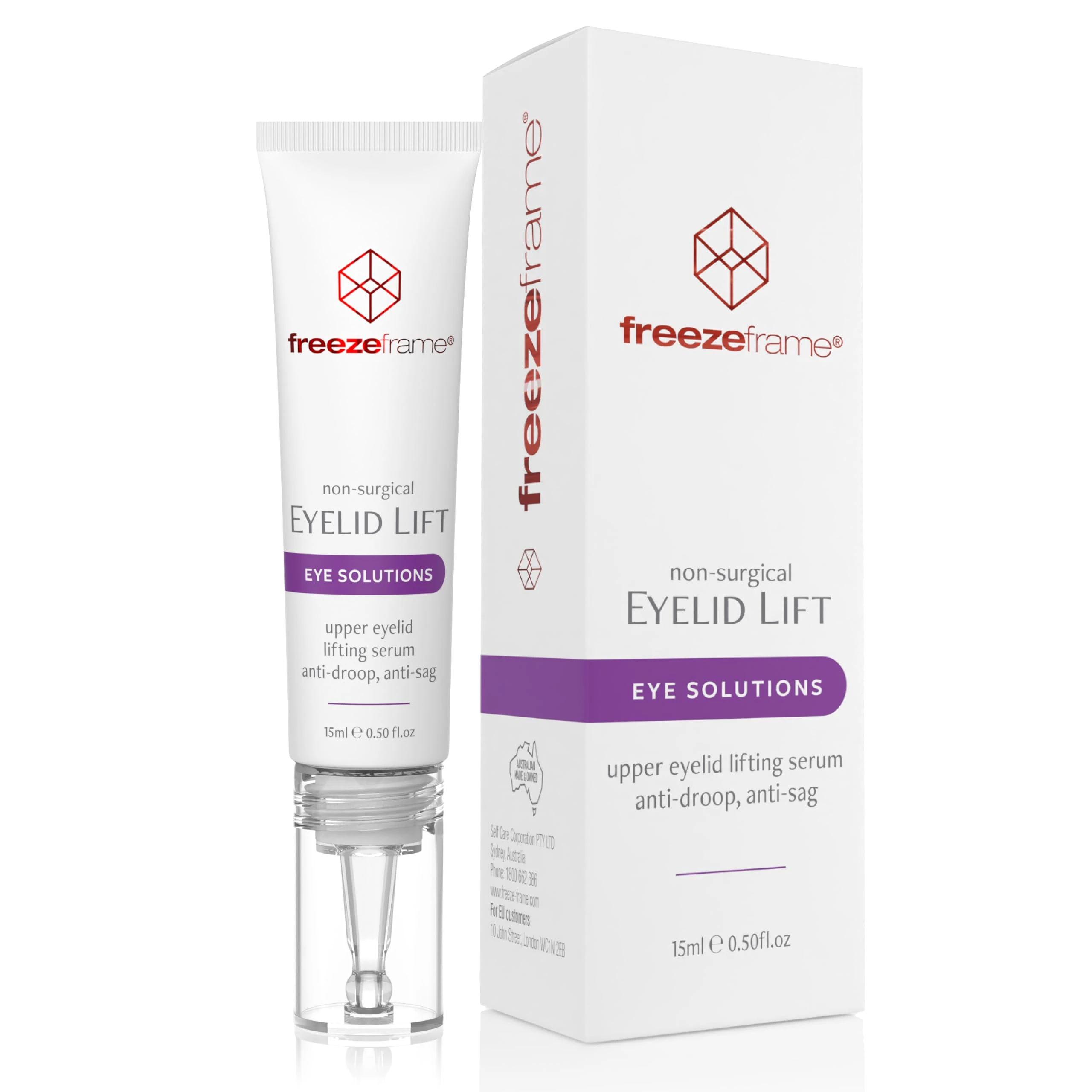 freezeframe - Eyelid Lift, Clinical Lifting Eye Gel and Eye Serum, Dramatically Lifts and Opens Eyes, Anti-droop, Anti-sag Treatment with Bio-mimetic Peptides and Hyaluronic Acid (15ml)