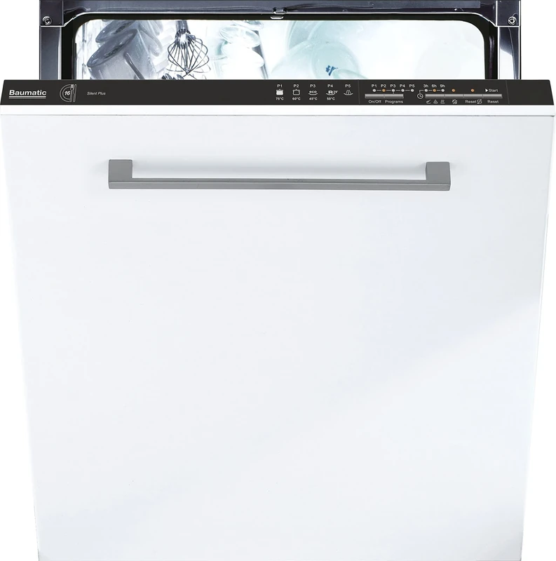 Baumatic BI6E4LB Fully Integrated Standard Dishwasher - Black Control Panel with Fixed Door Fixing Kit - E Rated