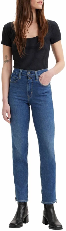 Levi's Women's 724 Button Shank Shorts, All Zipped Up, 28W / 34L