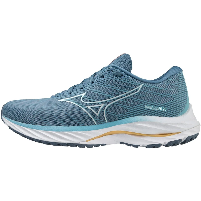 Mizuno Women's Wave Rider 26, MountainSpring/Wht/Flax, 4