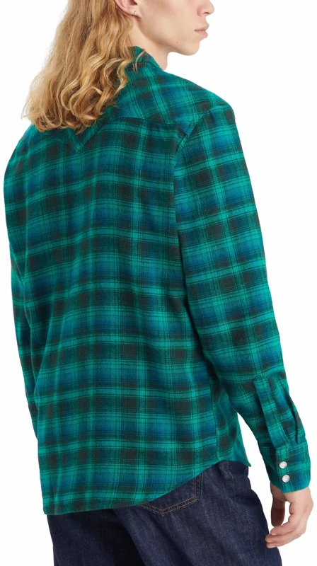 Levi's Men's Barstow Western Standard Woven shirts, Ric Plaid Sporting Green, XS