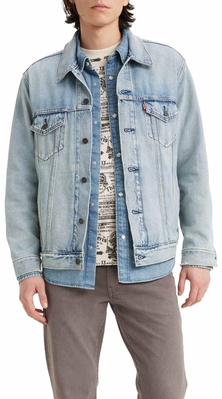 Levi's Men's New Relaxed Fit Trucker Jacket, Huron Waves, S - Image 1