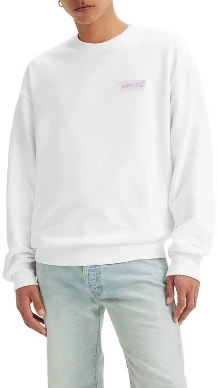 Levi's men's RELAXD GRAPHIC CREW sweater, ORIGINAL BW CREW WHI,