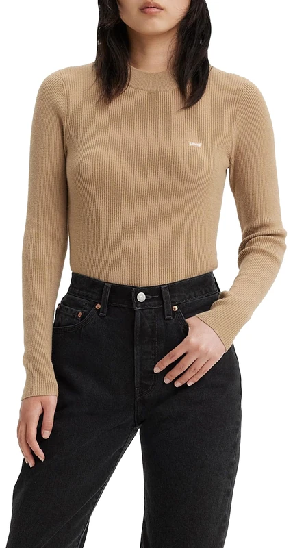 Levi's Women's Crew Rib Sweater Sweatshirt, Travertine, XXS