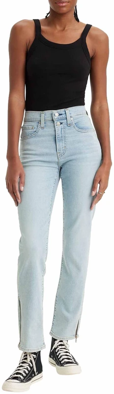 Levi's Women's 724 Button Shank Shorts, Zipper Zazzle, 30W / 32L