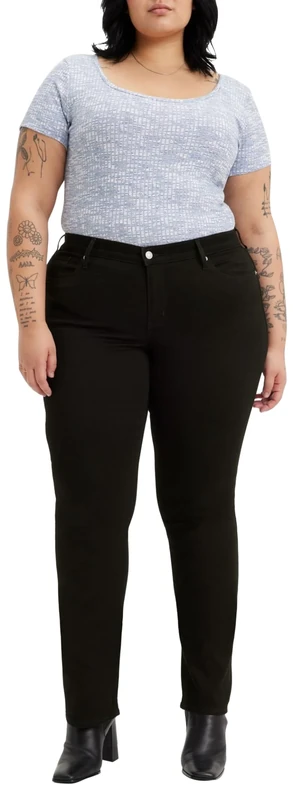 Levi's Women's Plus Size 314 Shaping Straight Jeans, Soft Black 2, 14 M