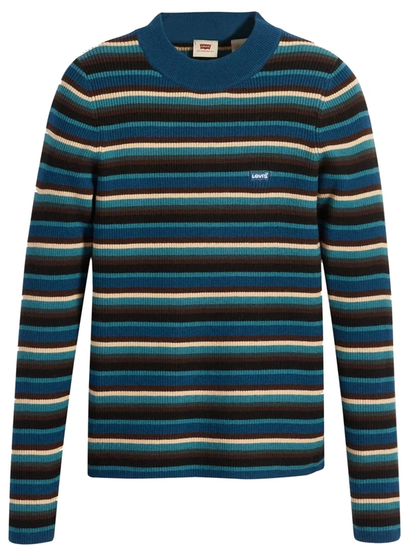 Levi's Women's Crew Rib Sweater Sweatshirt, Gnome Stripe Gilbraltar Sea, XXS