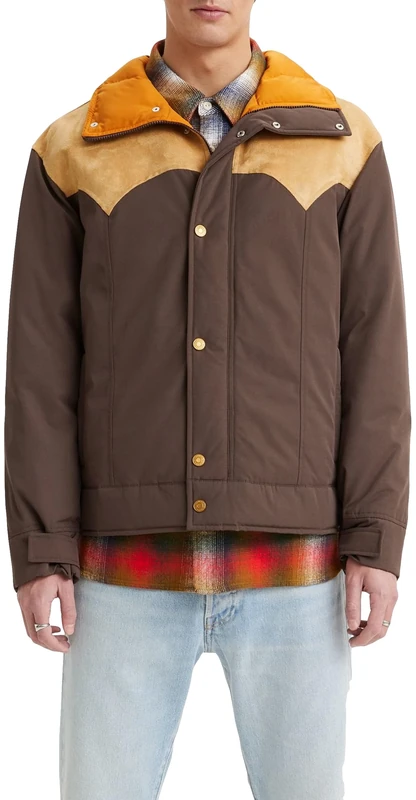 Levi's Men's Webster Western Puffer Jacket - Chocolate Brown XL