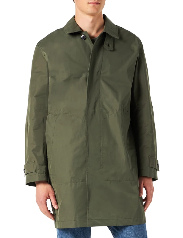 s.Oliver BLACK LABEL Men's 160.10.202.16.151.2116212 Comfort Fit Long Sleeve Coat, Khaki/Olive, 48 cm