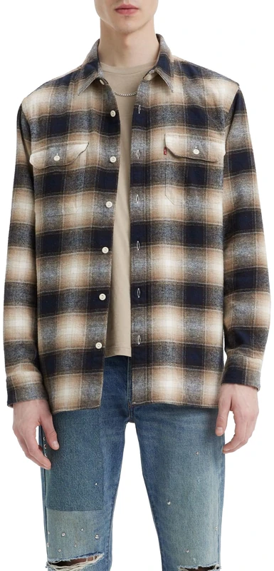 Levi's Men's Jackson Worker Shirt, Warwick Plaid EGRET,
