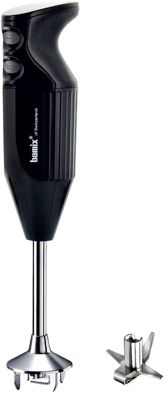 Bamix ONE Black Hand Held Stick Blender with multi-purpose stainless steel blade 160 Watts 2 Speeds, Made in Switzerland Hand Held Food Processor Heavy Duty AC Balanced Motor Smooth Quiet Operation - Image 1