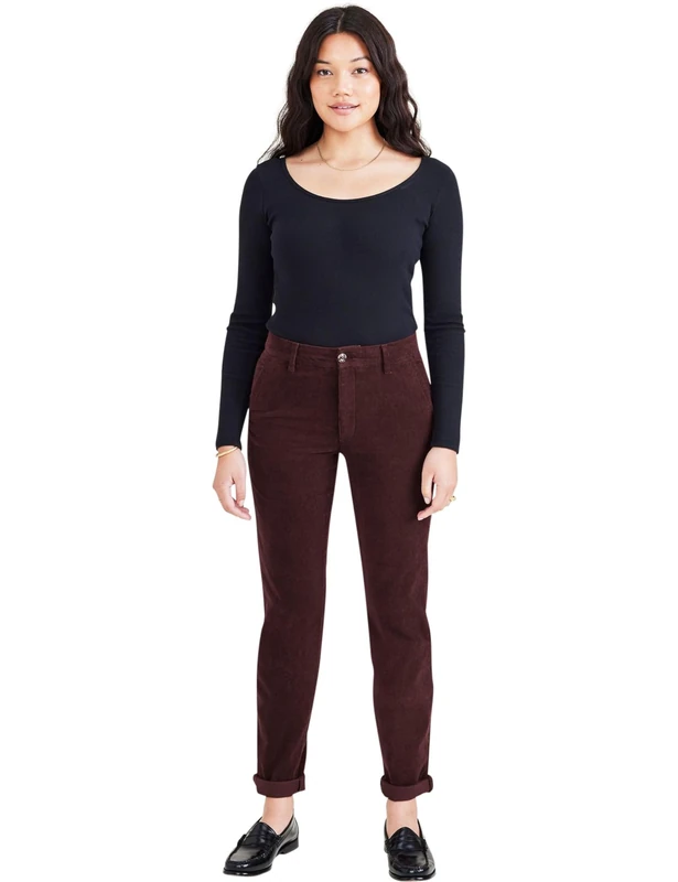 DOCKERS Women's Weekend Chino Slim Pants, DECADENT CHOCOLATE, 28W Long