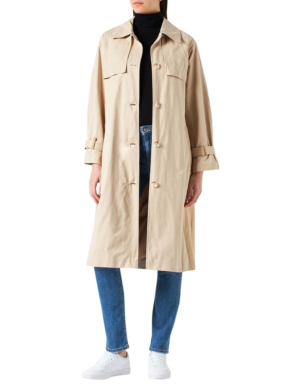 s.Oliver Women's 120.12.202.16.151.2109988 Coat Long Sleeve Loose Fit, Beige, 46