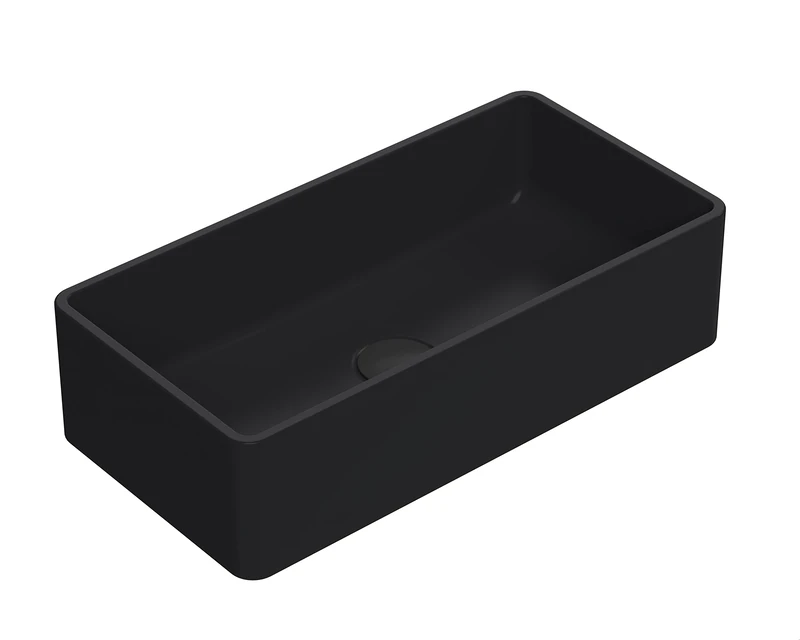 nuie NBV480 Luxe Vessel Modern Bathroom Rectangular Countertop Vessel Basin Sink, 120 x 465 x 235mm, Matt Black