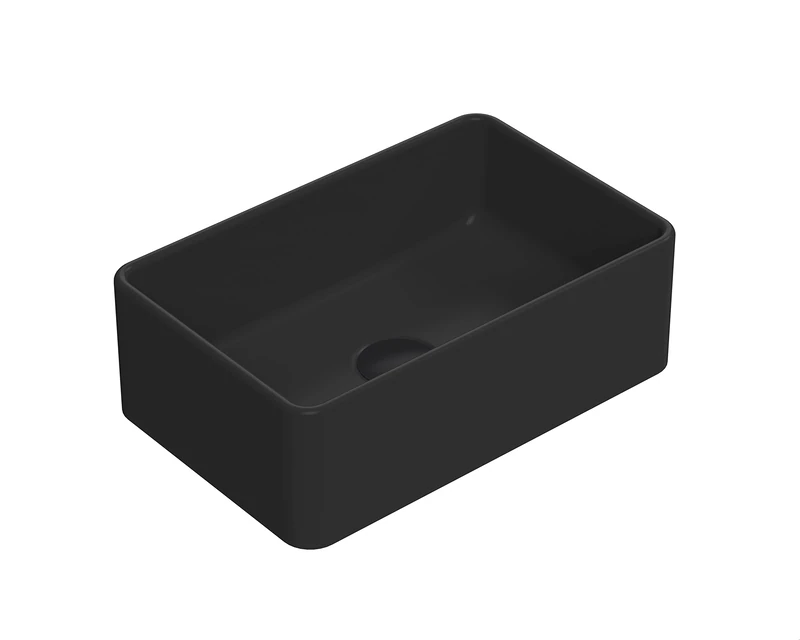nuie NBV479 Luxe Vessel Modern Bathroom Rectangular Countertop Vessel Basin Sink, 120 x 365 x 235mm, Matt Black