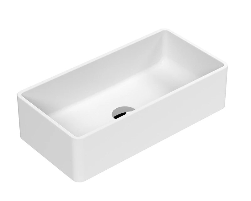 nuie NBV280 Luxe Vessel Modern Bathroom Rectangular Countertop Vessel Basin Sink, 120 x 465 x 235mm, Matt White
