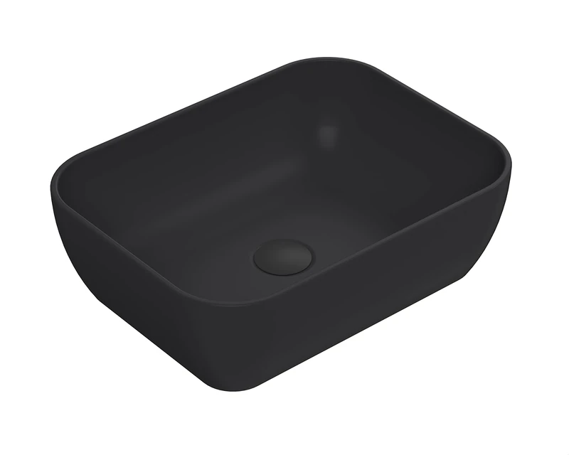 nuie NBV458 Luxe Vessel Modern Bathroom Square Countertop Vessel Basin Sink, 135 x 455 x 325mm, Matt Black