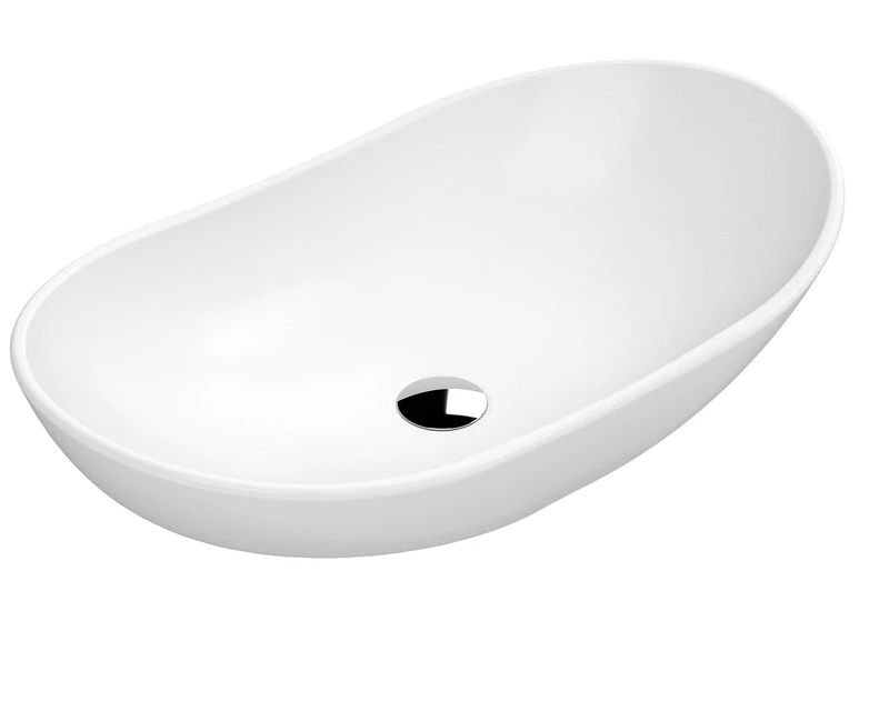 nuie NBV259 Luxe Vessel Modern Bathroom Round Countertop Vessel Basin Sink, 155 x 615 x 360mm, Matt White