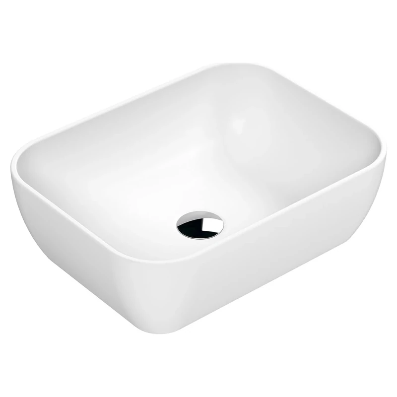 nuie NBV258 Luxe Vessel Modern Bathroom Square Countertop Vessel Basin Sink, 135 x 455 x 325mm, Matt White