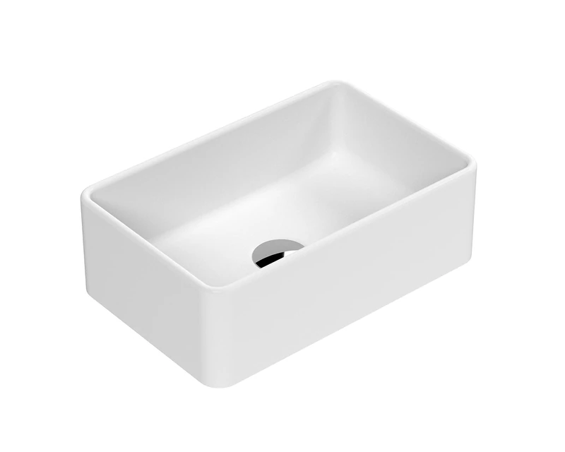 nuie NBV279 Luxe Vessel Modern Bathroom Rectangular Countertop Vessel Basin Sink, 120 x 365 x 235mm, Matt White