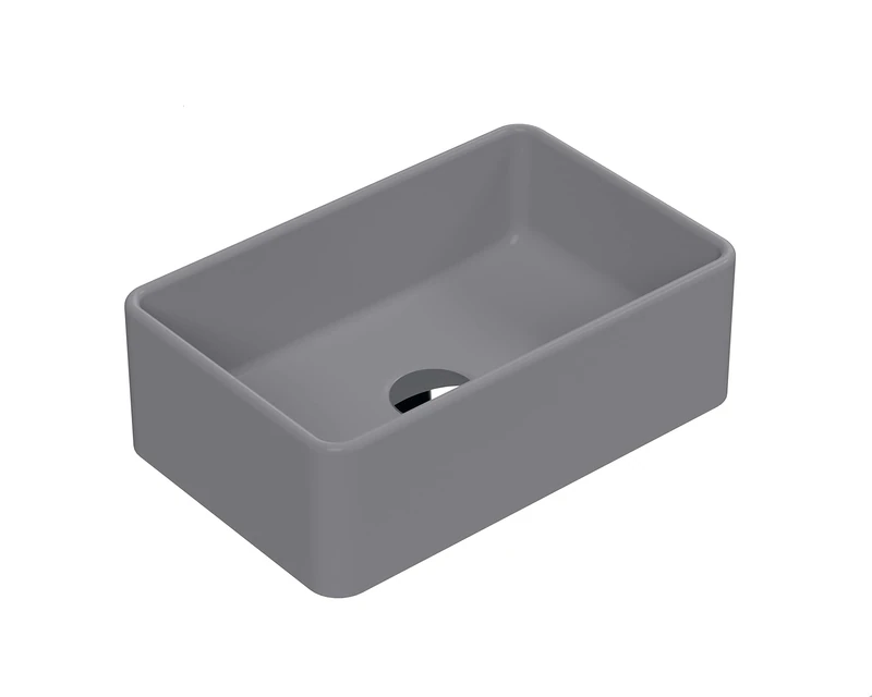 nuie NBV379 Luxe Vessel Modern Bathroom Rectangular Countertop Vessel Basin Sink, 120 x 365 x 235mm, Matt Grey