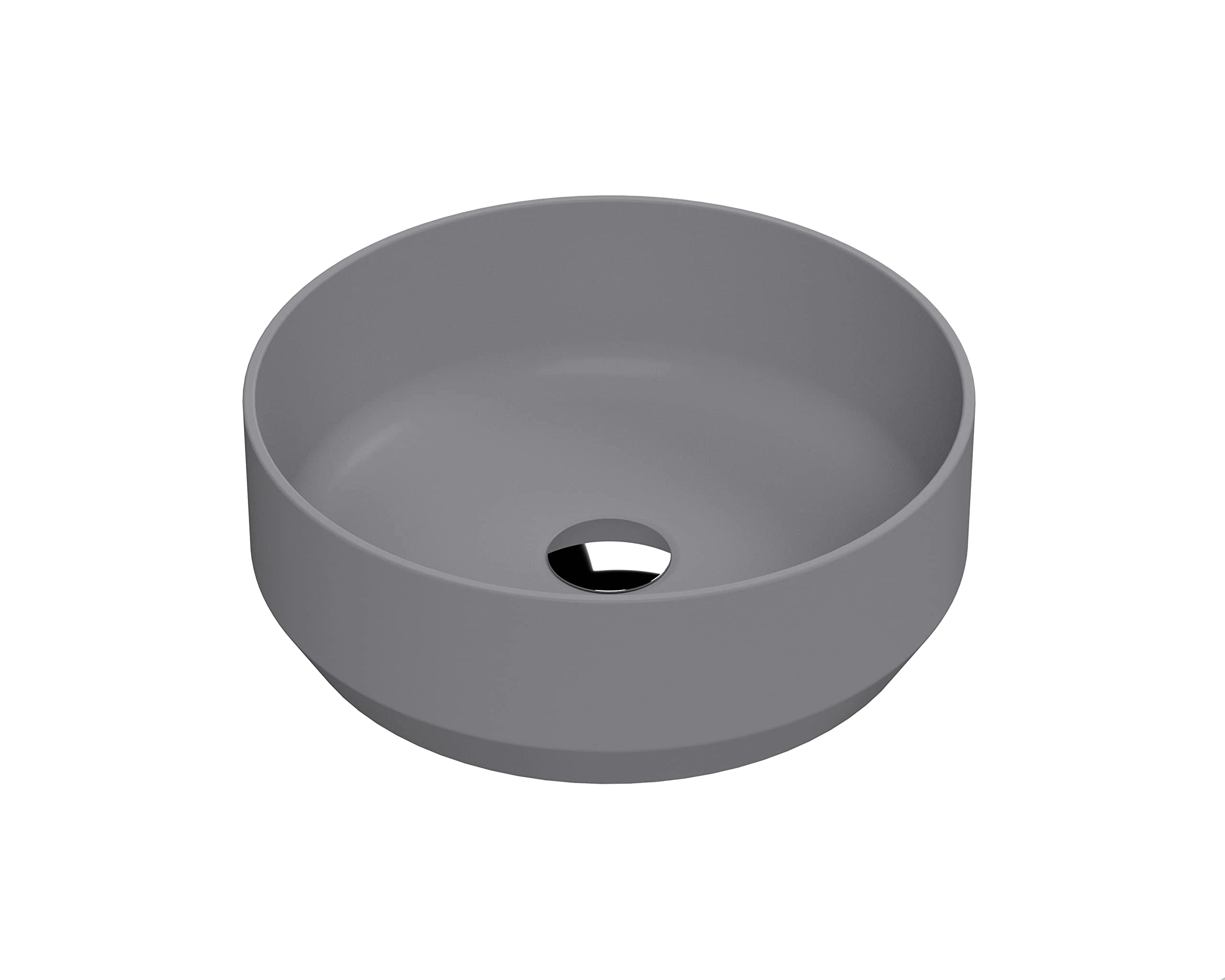 nuie NBV362 Luxe Vessel Modern Bathroom Round Countertop Vessel Basin Sink, 120 x 350 x 350mm, Matt Grey