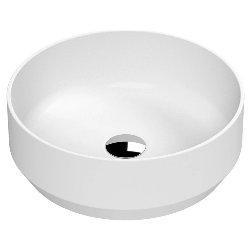 nuie NBV262 Luxe Vessel Modern Bathroom Round Countertop Vessel Basin Sink, 120 x 350 x 350mm, Matt White