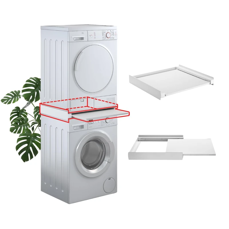 Tower Pro SUPSLW001 – Washer and Dryer Stacking Kit with Removable Shelf – Space-Saving Laundry Support