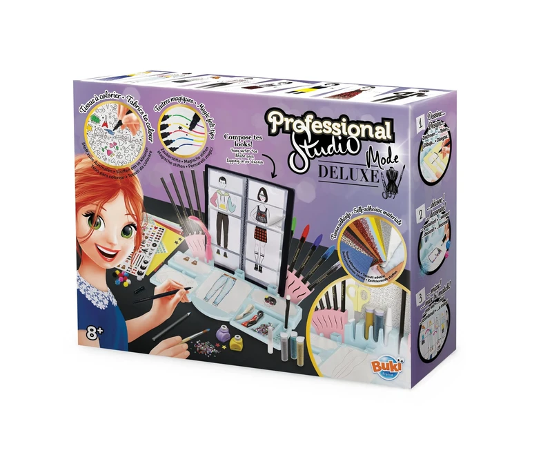 Buki France Professional Studio Mode Deluxe Fashion Designer Kit with LED Lamp. Create & Design Mens & Womens Outfits. Includes Stencils & Lots of Accessories. Gift Suitable for Boys & Girls 8+