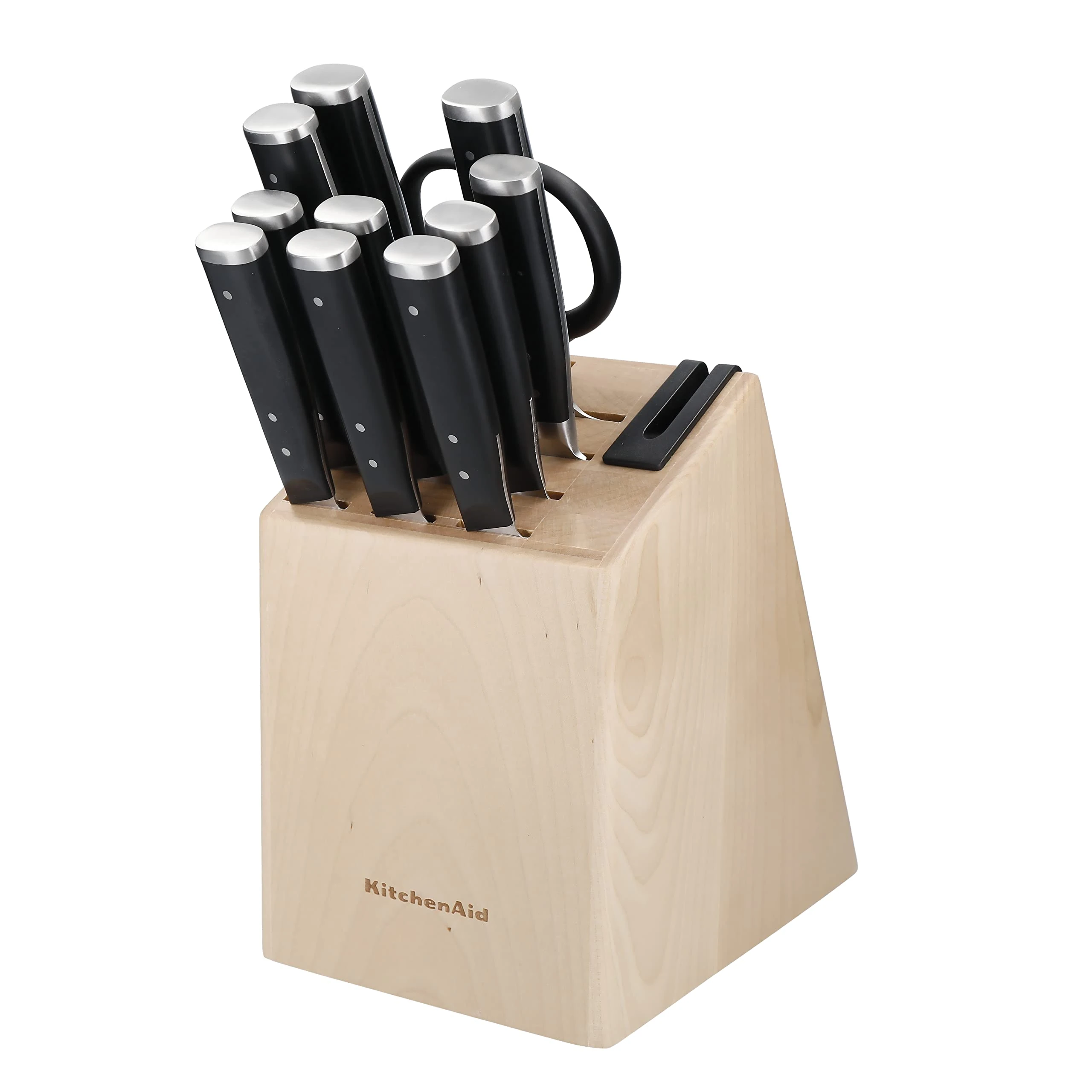 KitchenAid, Forged Knife Set 11 Piece, Knife Block and Sharpener, Japanese Steel, 10 Knives, Shears, Block & Sharpener Set