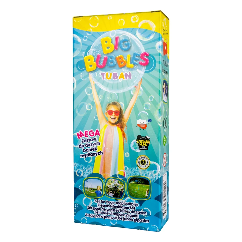 TUBAN Mega Giant Bubble Set – Soap Bubbles – String + Wand + 250 ml Bubble Solution + Concentrate + 2 Plastic Wands + Bowl – Toy for Kids