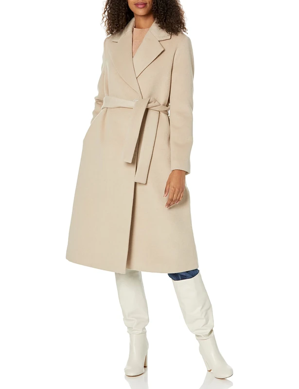 Armani Exchange Women's Back Metal Plate Logo with Belt Wool Coat, Pure Cashmere, XL