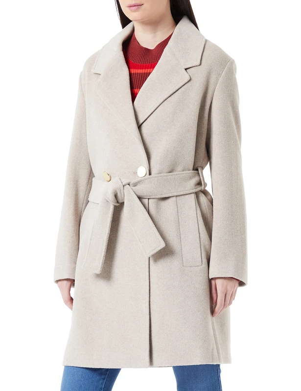 Armani Exchange Women's Single Maxi Button with Belt Wool Coat, Noise, Medium - Image 1