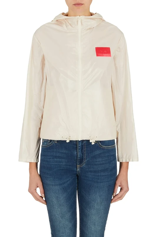 Armani Exchange Women's Logo Patch on Front, Hood, Adjustable Waistband Windbreaker, ISO, XS