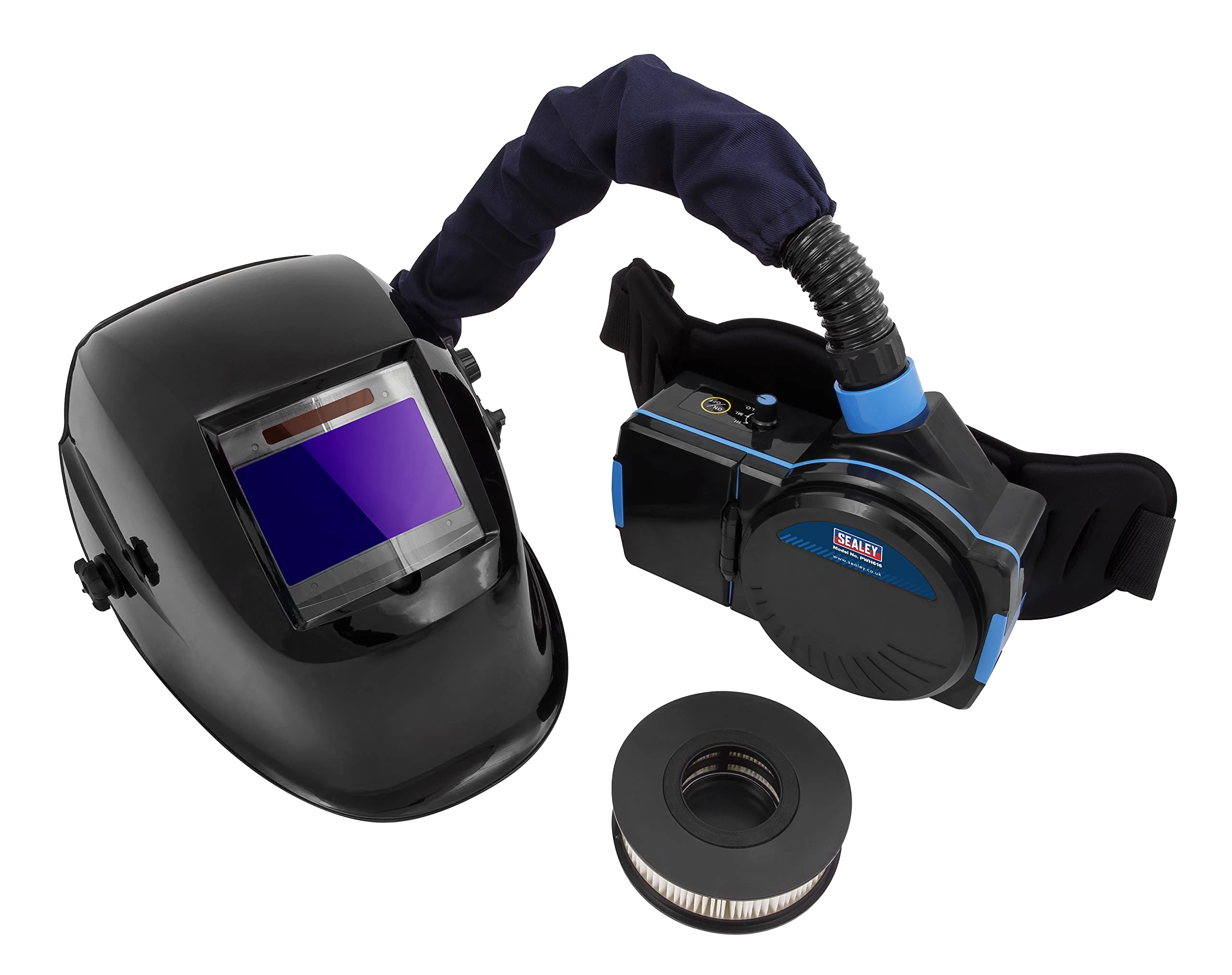 Sealey Welding Helmet with TH2 Powered Air Purifying Respirator (PAPR) Auto Darkening- PWH616