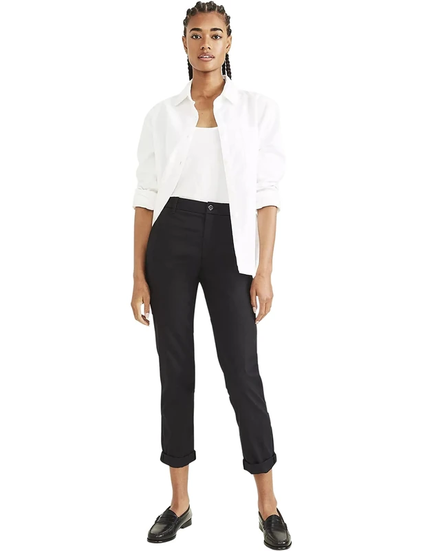 DOCKERS Women's Weekend Chino Slim Pants, BEAUTIFUL BLACK, 33W Extra Long