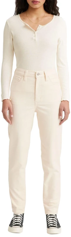 Levi's Women's High Waisted Mom Pants Mom Fit, White Smoke Corduroy, White Smoke Corduroy, 24W x 27L