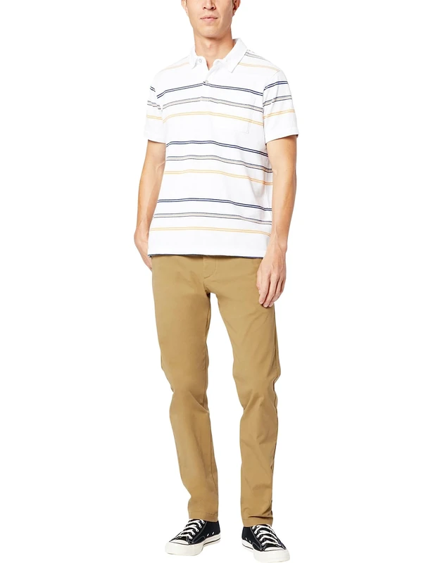 Dockers Men's Smart 360 Flex Chino Slim Casual Pants, Ermine, 31W / 32L