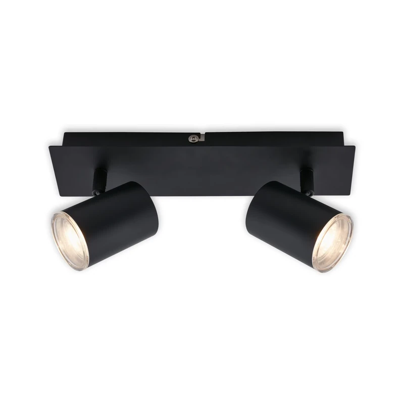 BRILONER Leuchten 2731-025 Ceiling Spotlight, Bathroom Lamp, Ceiling Light, Spotlight Rotatable and Swivelling, 2X LED/GU10, IP44, Black, 290 x 99 x 112 mm (L x W x H), 2731-025