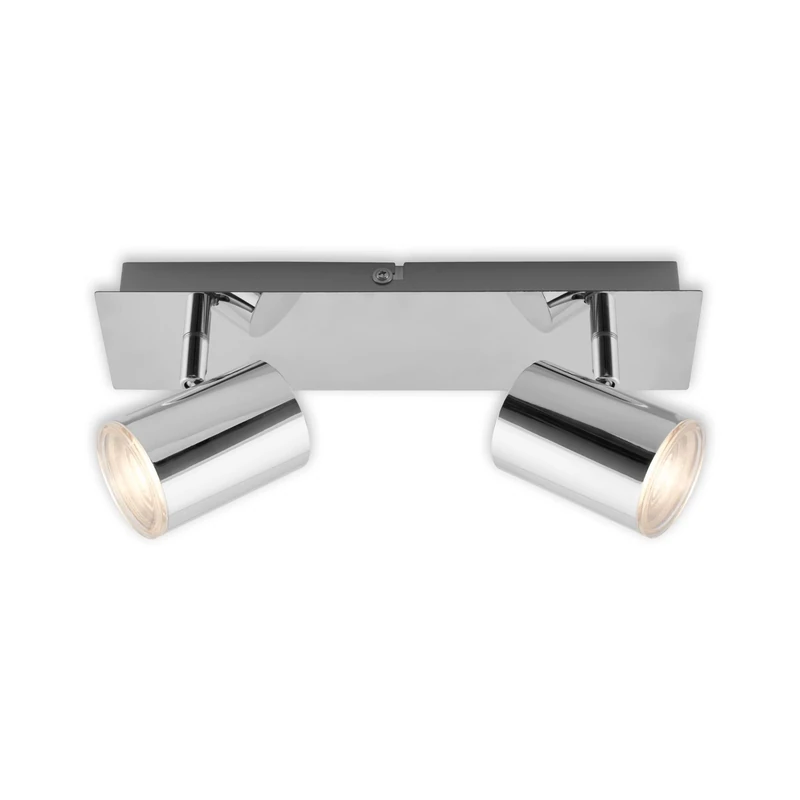 BRILONER Leuchten 2731-028 Ceiling Spotlight, Bathroom Lamp, Ceiling Light, Spotlight Rotatable and Swivelling, 2X LED/GU10, IP44, Chrome, 290 x 99 x 112 mm (L x W x H)