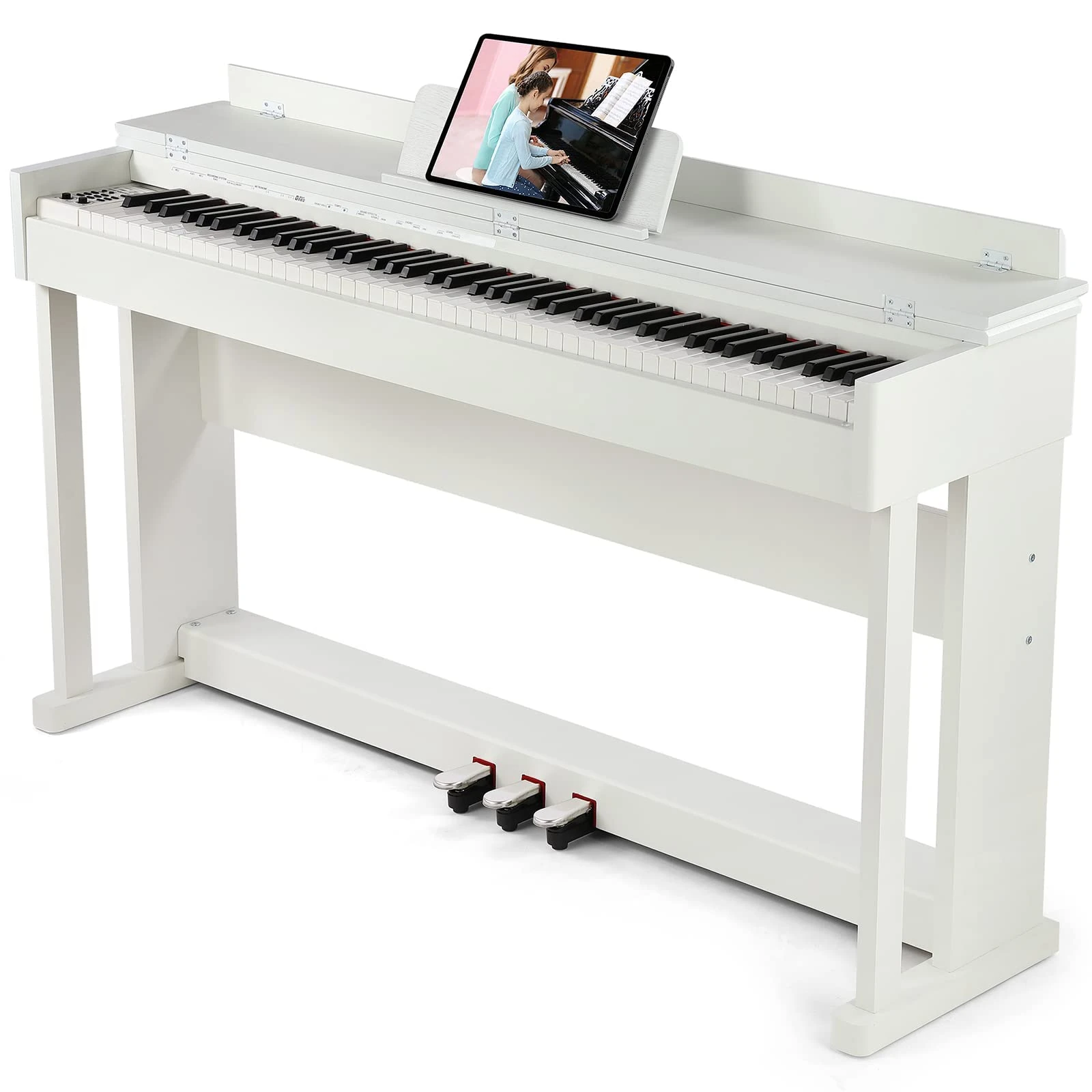 Artist Hand Digital Piano 88 Weighted Keys Hammer Action, Full Size 88 Key Piano Keyboard Weighted Electric Piano, Piano Keyboard 88 Keys with 3 Pedals, Dual Stereo Speakers, Furniture Stand, White