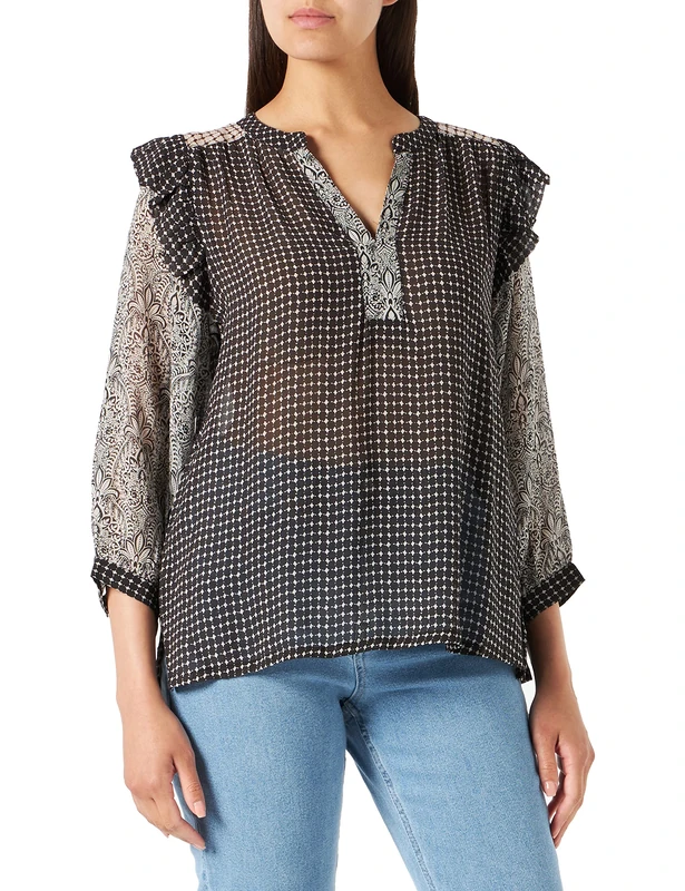Part Two Women's Orianapw Bl Blouse, Black Border Print, 14 (L)