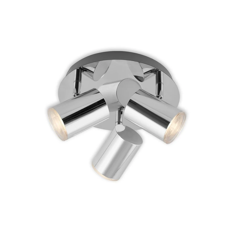 BRILONER Leuchten 2731-038 Ceiling Spotlight, Bathroom Lamp, Ceiling Light, Spotlight Rotatable and Swivelling, 3X LED/GU10, IP44, Chrome, 210 x 112 mm (DxH), 2731-038