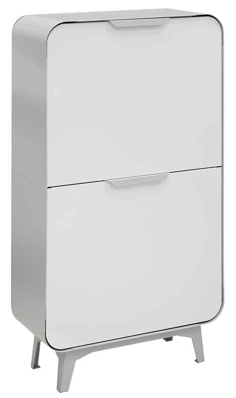 ARREGUI Round CR421-R 4-Bucket Steel Recycling Cabinet with Waste Separator 4 x 17 L (68 L) Grey/Silver/Matt White