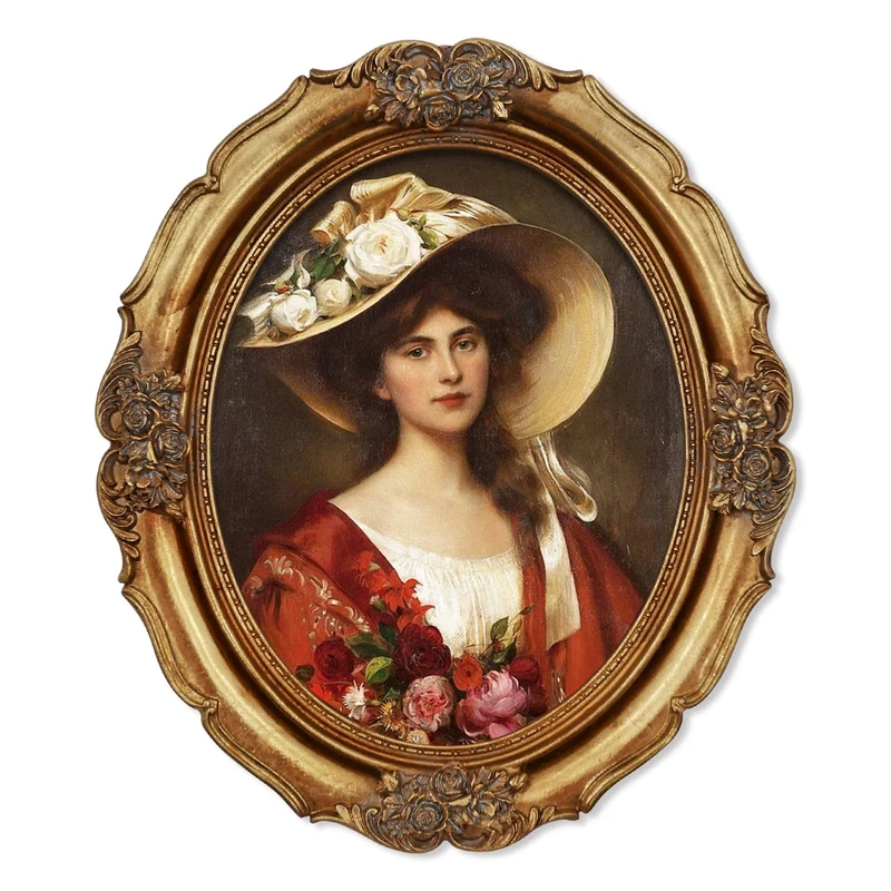 Simon's Shop Oval Picture Frame 8x10 Vintage Photo Frames 20x25 cm in Antique Gold Color, Wall Decor