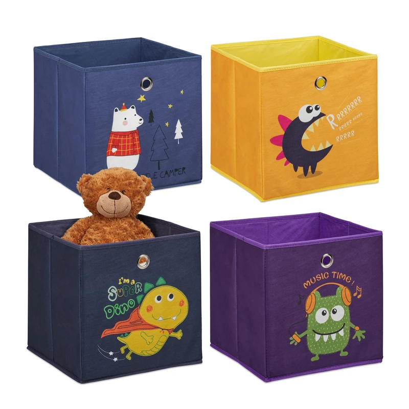 Relaxdays Storage Box for Kids, HxWxD: 30 x 30 x 30 cm